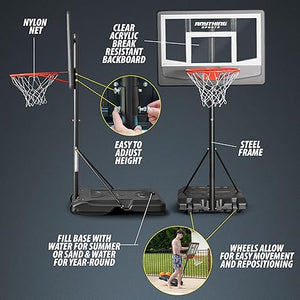 Pool Basketball Goal with Backstop- 10x8 feet of Coverage, Adjustable Pool Basketball Hoop, 23x33 inch Backboard
