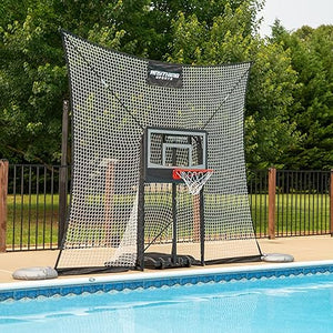 Pool Basketball Goal with Backstop- 10x8 feet of Coverage, Adjustable Pool Basketball Hoop, 23x33 inch Backboard