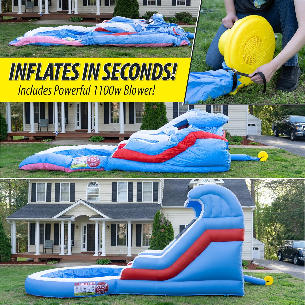 13x12x12 Inflatable Water Slide - Commercial Grade with Blower