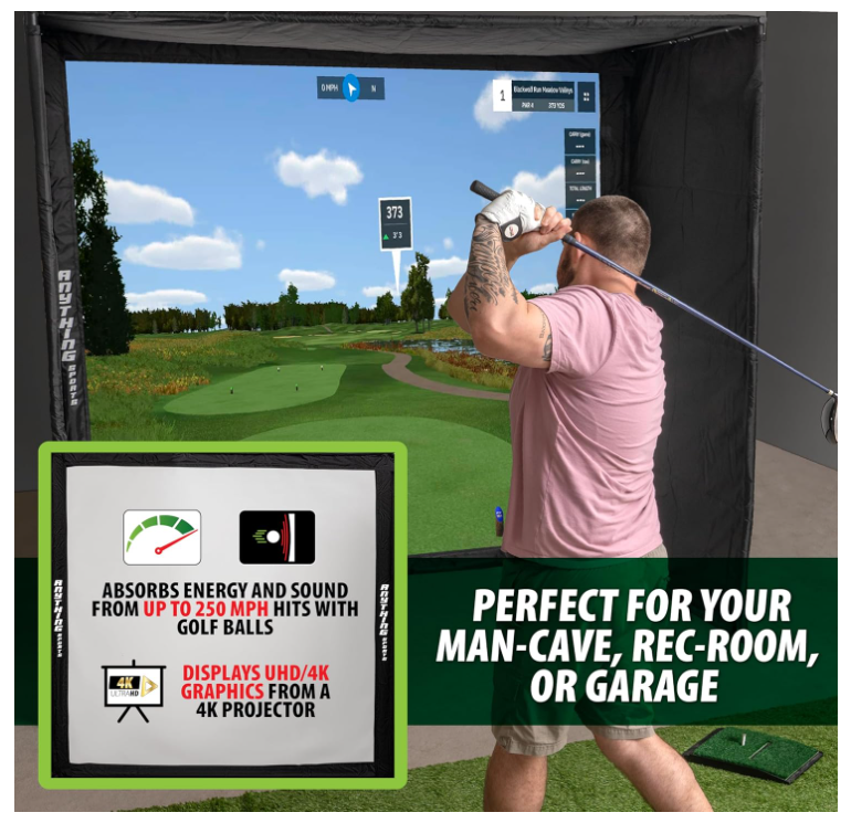 Golf Simulator Cage with Impact Netting and All Poles