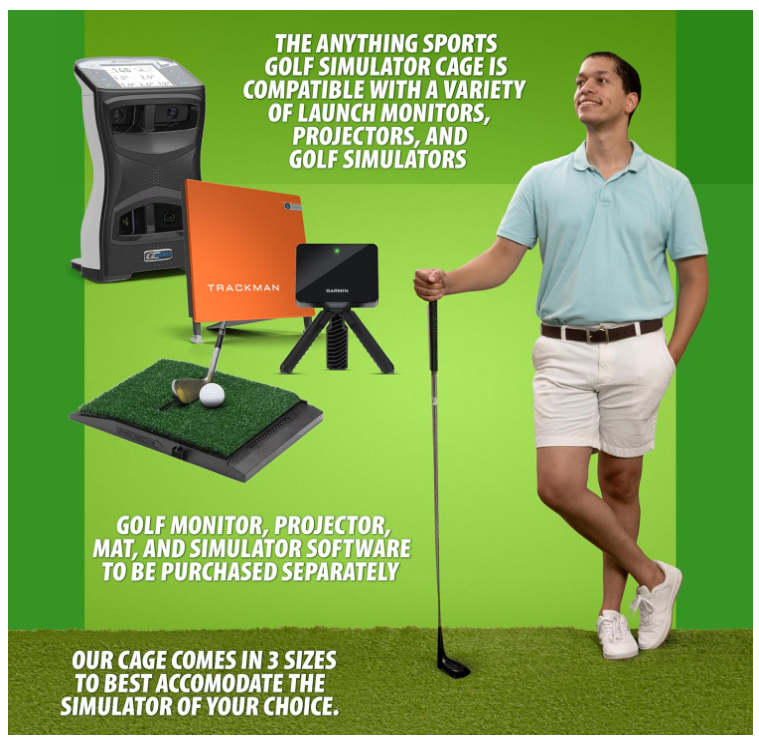 Golf Simulator Cage with Impact Netting and All Poles