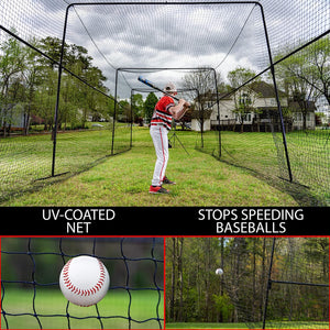 ANYTHING SPORTS 40x10 Feet Collapsable Batting Cage, Full Baseball Batting Cage with Netting and Poles
