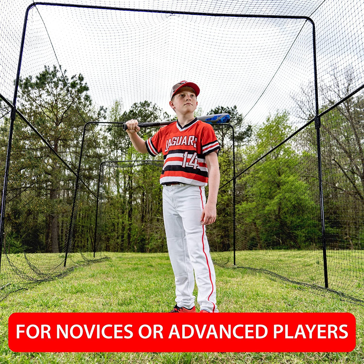 ANYTHING SPORTS 40x10 Feet Collapsable Batting Cage, Full Baseball Batting Cage with Netting and Poles