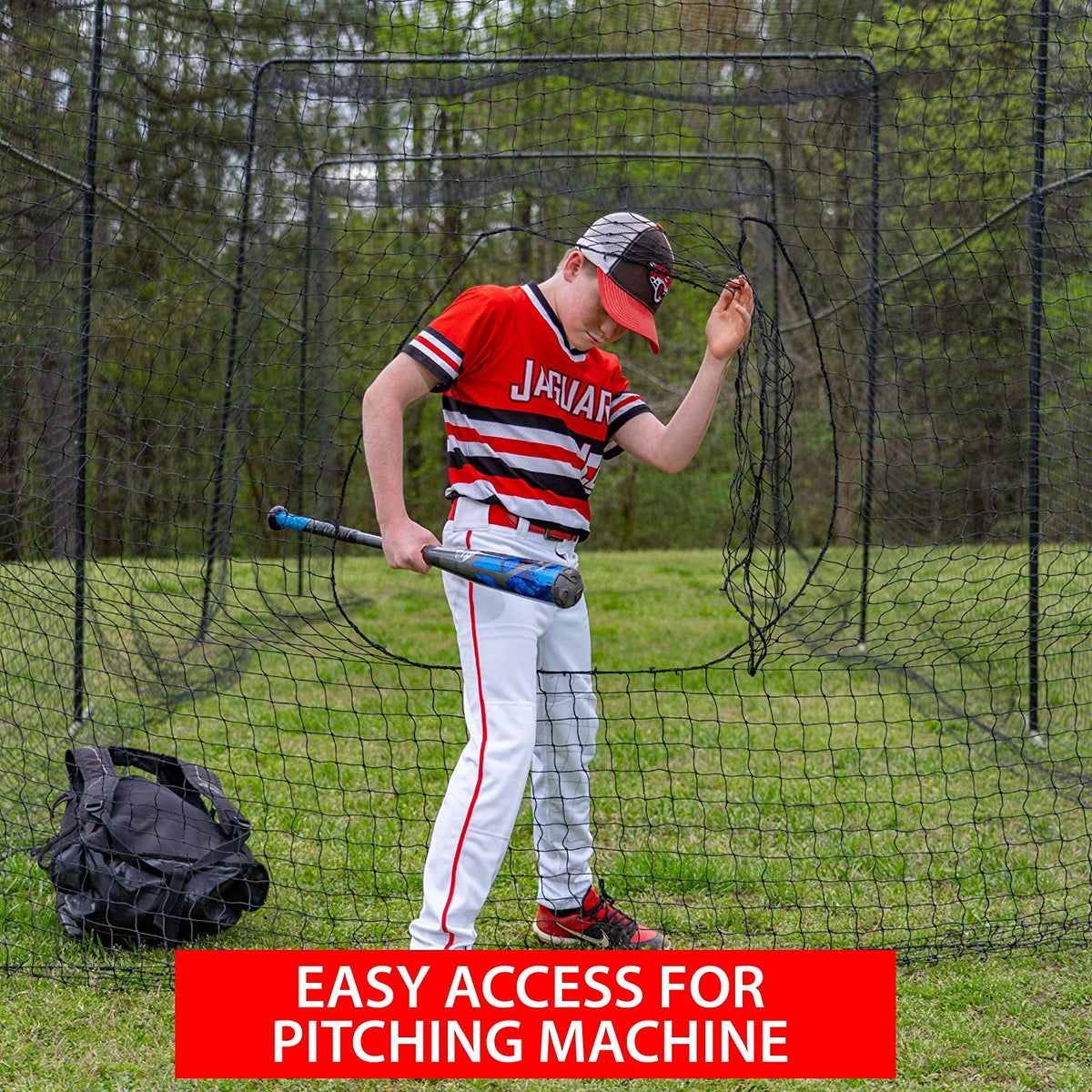 ANYTHING SPORTS 40x10 Feet Collapsable Batting Cage, Full Baseball Batting Cage with Netting and Poles