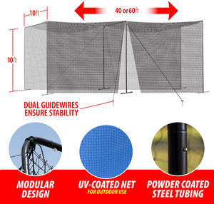 ANYTHING SPORTS - 40 and 60 Foot - Full Batting Cage - Baseball Batting Cage, Softball Batting Cage, Complete Package with Frame and Netting